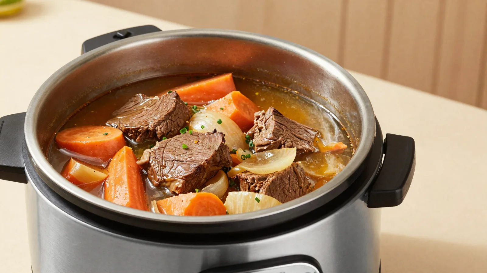 Bœuf mijoté sans vin préparé dans une cocotte électrique